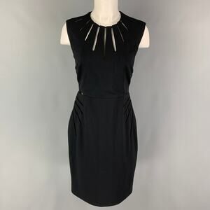 CATHERINE DEANE Size 8 Black Rayon Blend Cut Out Sleeveless Below Knee Dress